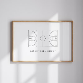Póster Poster de cancha de baloncesto acuarela