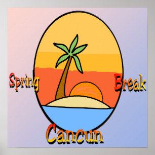 Póster Poster de Cancun de las vacaciones de primavera