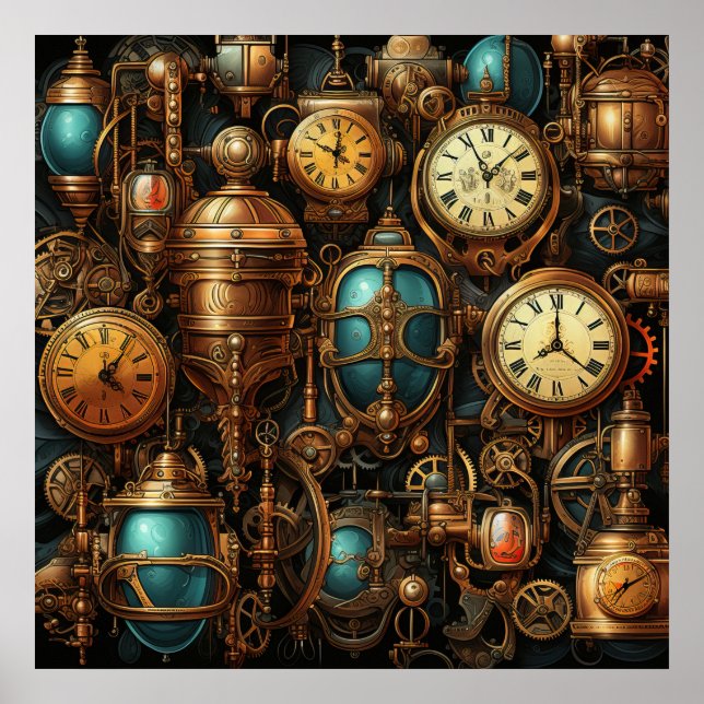 Póster Poster de candados de Steampunk (Frente)
