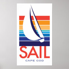 Póster Poster de Cape Cod de color del barco Square_SAIL