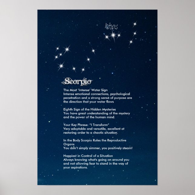 Póster Poster de Características del Escorpio (Frente)
