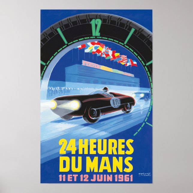 Póster poster de carreras 24 horas de Le Mans 1961 (Frente)