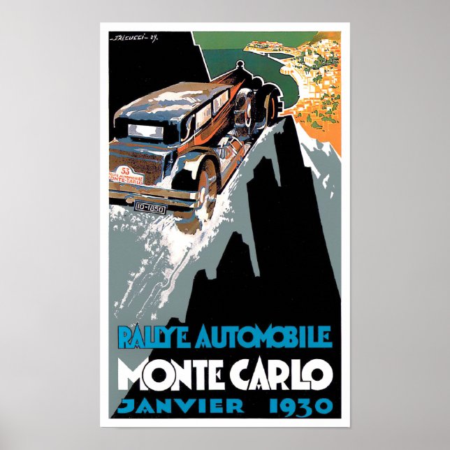Póster poster de carreras de Montecarlo en 1930 (Frente)