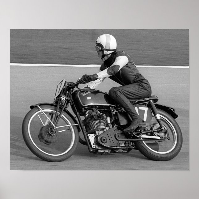 Póster Poster de Carreras de motocicletas de época (Frente)