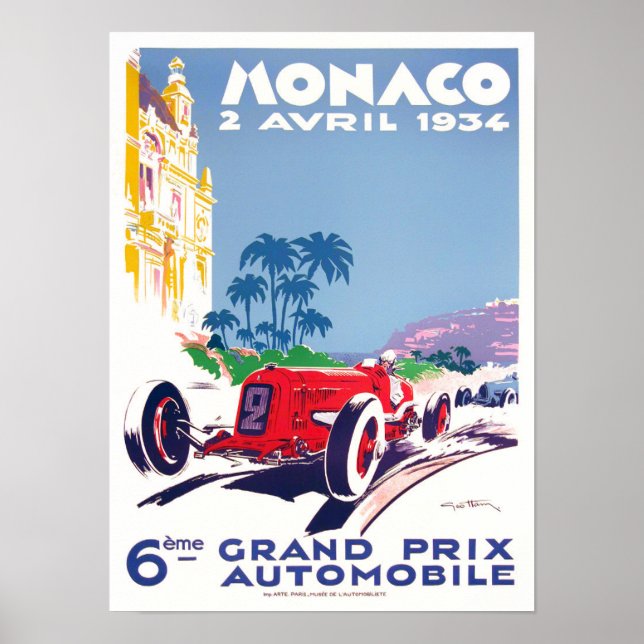 Póster poster de carreras del Gran Premio de Mónaco de 19 (Frente)