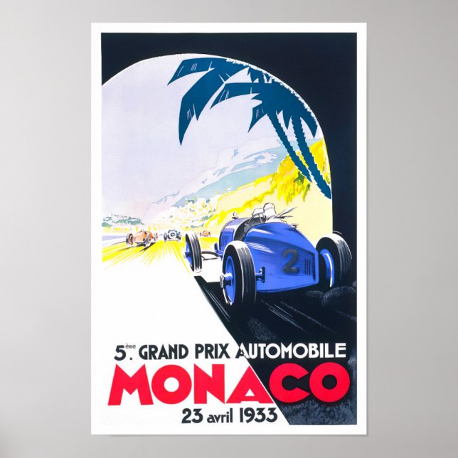 Póster poster de carreras del Gran Premio de Mónaco de 19 (Frente)