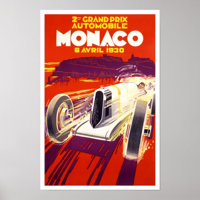 Póster poster de carreras del Gran Premio de Mónaco de 19 (Frente)