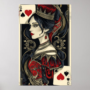 Póster Poster de cartas de la Reina de los corazones de l