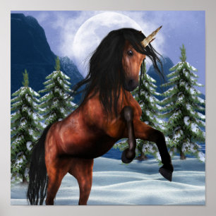 Póster Poster de castaño de cosecha de Unicornio