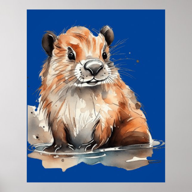 Póster poster de castor lindo (Frente)