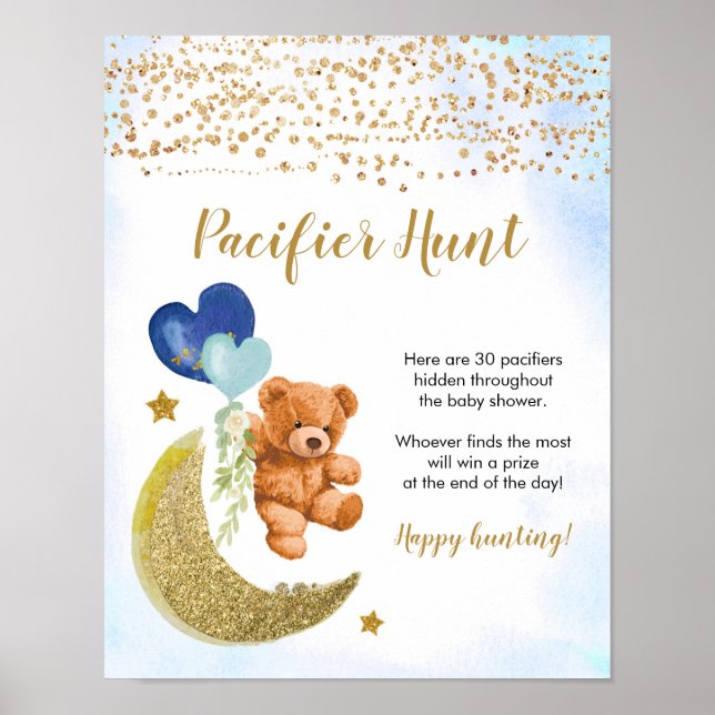 Póster Poster de Caza del Pacificador Baby Shower de Blue (Frente)