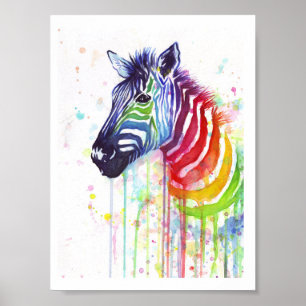 Póster Poster de cebra arco iris
