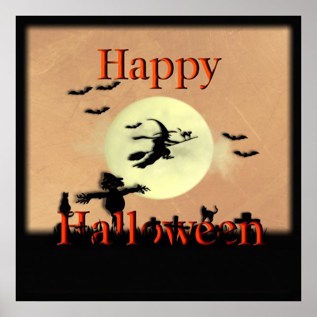 Póster Poster de Cementerio de Brujas de Halloween (Frente)