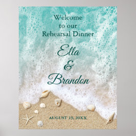 Póster Poster de cena de ensayo de olas de playa