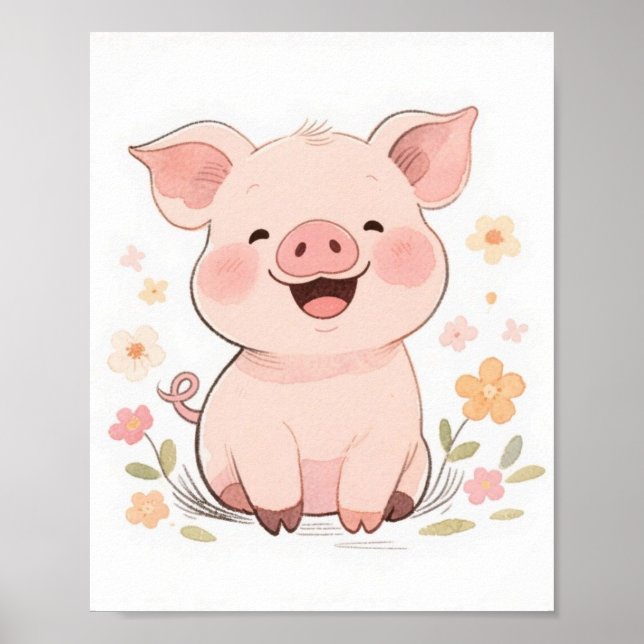 Póster Poster de cerdo sonriente (Frente)