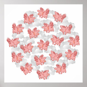 Póster Poster de cerdos voladores