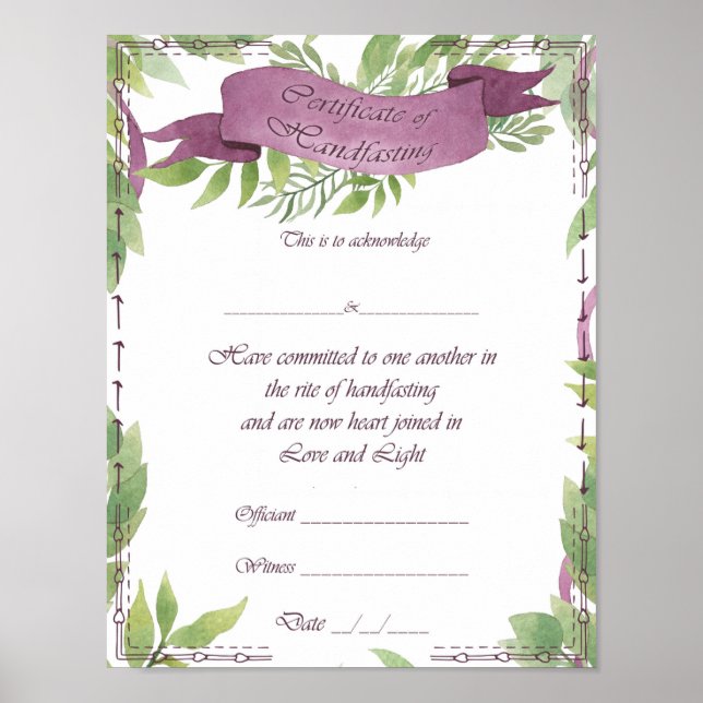 Póster Poster de certificado de ayuno - Bruja verde (Frente)