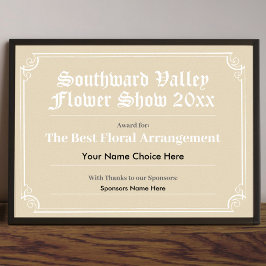 Póster Poster de certificados de presentación de flores