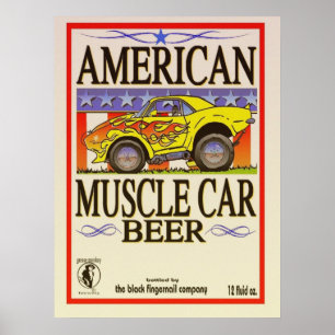 Póster poster de cerveza de coche muscular estadounidense