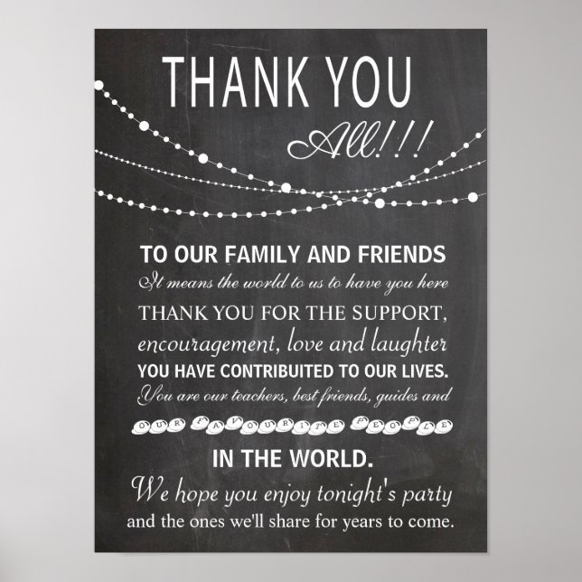 Póster Poster de Chalkboard - boda de agradecimiento - fi (Frente)