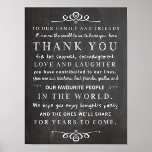 Póster Poster de Chalkboard - gracias boda