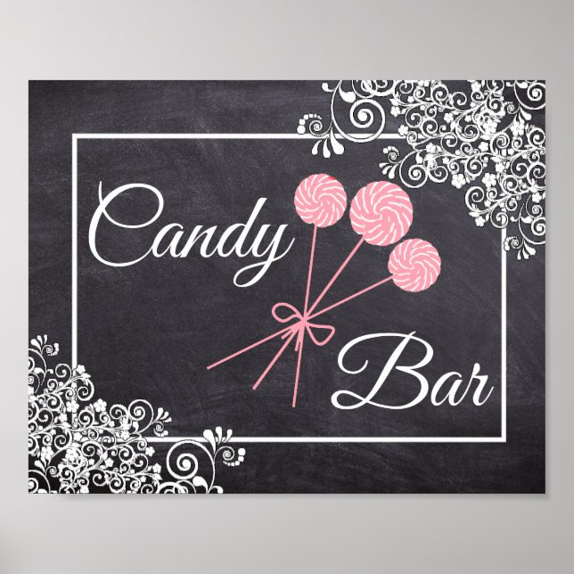 Póster Poster de Chalkboard Look Boda Candy Bar (Frente)