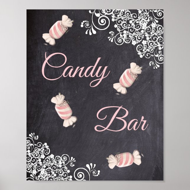 Póster Poster de Chalkboard Look Boda Candy Bar (Frente)