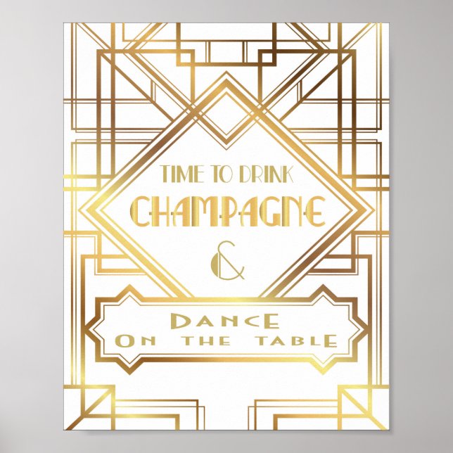 Póster Poster de champagne inspirado en Gatsby (Frente)