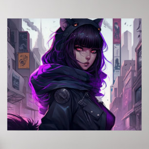 Póster Poster de Chica de Anime Cat