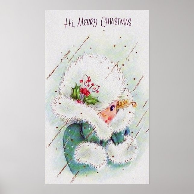 Póster Poster de chica de Navidad retro vintage (Frente)