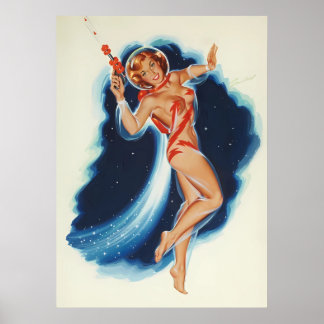Póster Poster de Chica de pinza de vintage de la era del