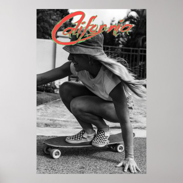 Póster Poster de Chica de Skater en California (Frente)