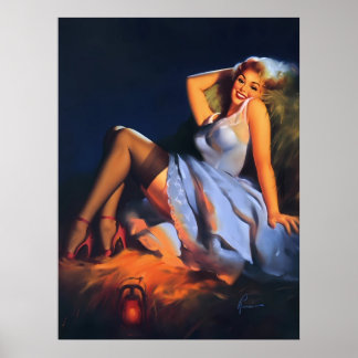 Póster Poster de Chica Pin Up de Haystack Playmate Vintag