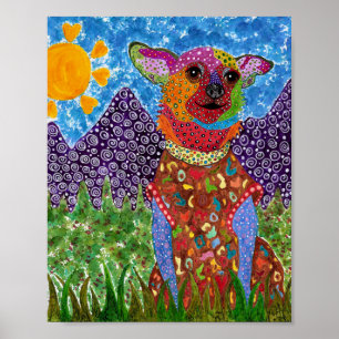 Póster Poster de Chihuahua lindo y colorido de 8"x10"