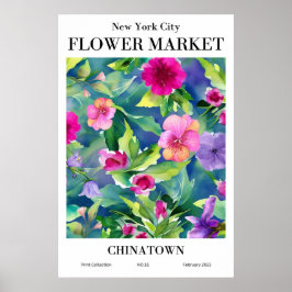 Póster Poster de Chinatown, mercado de flores de Nueva Yo