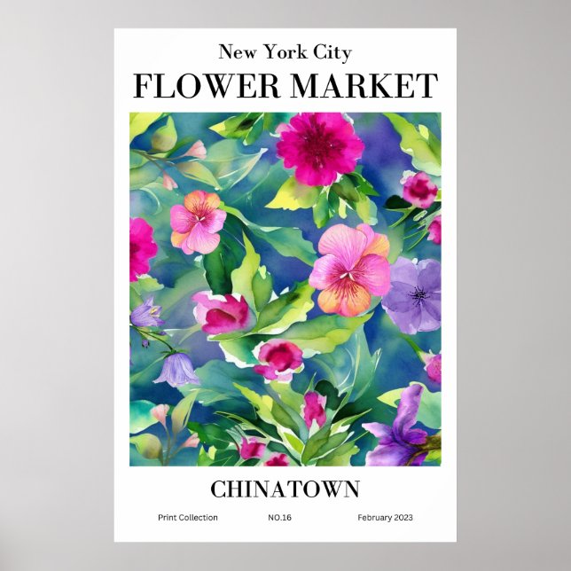 Póster Poster de Chinatown, mercado de flores de Nueva Yo (Frente)