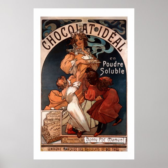Póster Poster de chocolate mucha Art Nouveau (Frente)