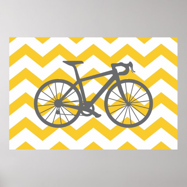 Póster Poster de ciclismo amarillo chevron gris (Frente)
