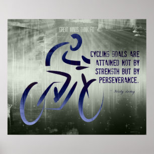 Póster Poster de ciclismo con cita de perseverancia