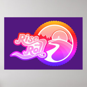 Póster poster de ciclismo de ascenso y rollo