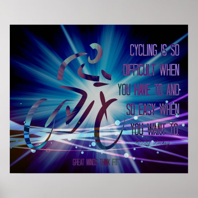 Póster Poster de ciclismo inspirador en azul y púrpura (Frente)