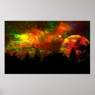 Póster Poster de cielo nocturno colorido