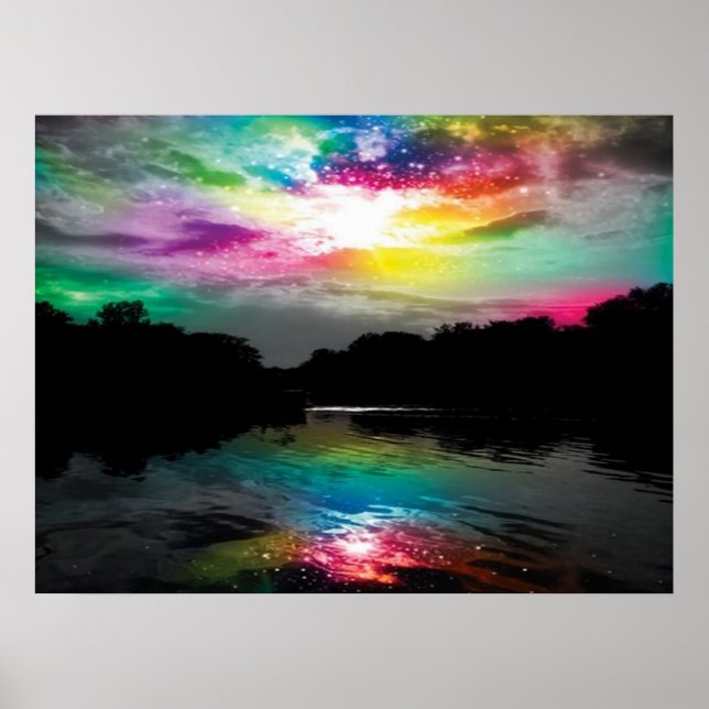 Póster Poster de cielo y agua colorido (Frente)
