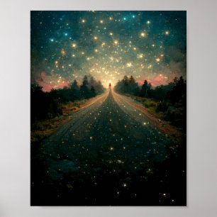Póster Poster de ciencia-ficción Starry Road Fantasy Land