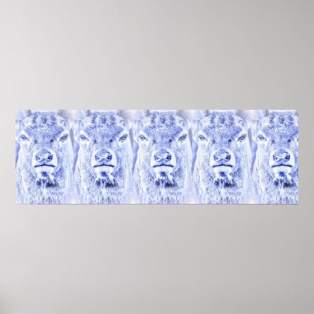 Póster Poster de ciervos azules abstracto (Frente)