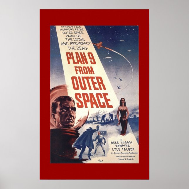 Póster Poster de cine clásico "Plan 9 desde el espacio ul (Frente)