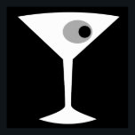Póster Poster de cine Noir Martini Glass<br><div class="desc">Esta película Noir Martini Glass Poster presenta un fondo negro y la imagen de una silueta blanca de un vidrio martini. En el interior del cristal hay una aceituna gris gloriosa con un pimento negro. Este es un poster divertido para todos los que desean ser un personaje de una película...</div>