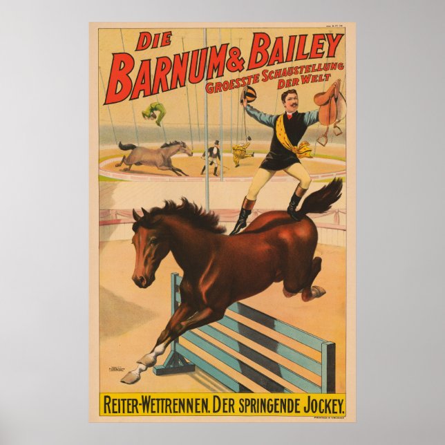 Póster Poster De Circo Alemán De Un Hombre En Caballo (Frente)