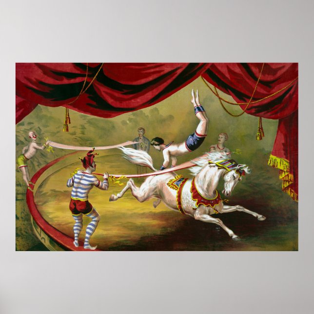 Póster Poster De Circo Con Acrobat Actuando A Caballo. (Frente)
