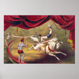 Póster Poster de circo con acróbata a caballo